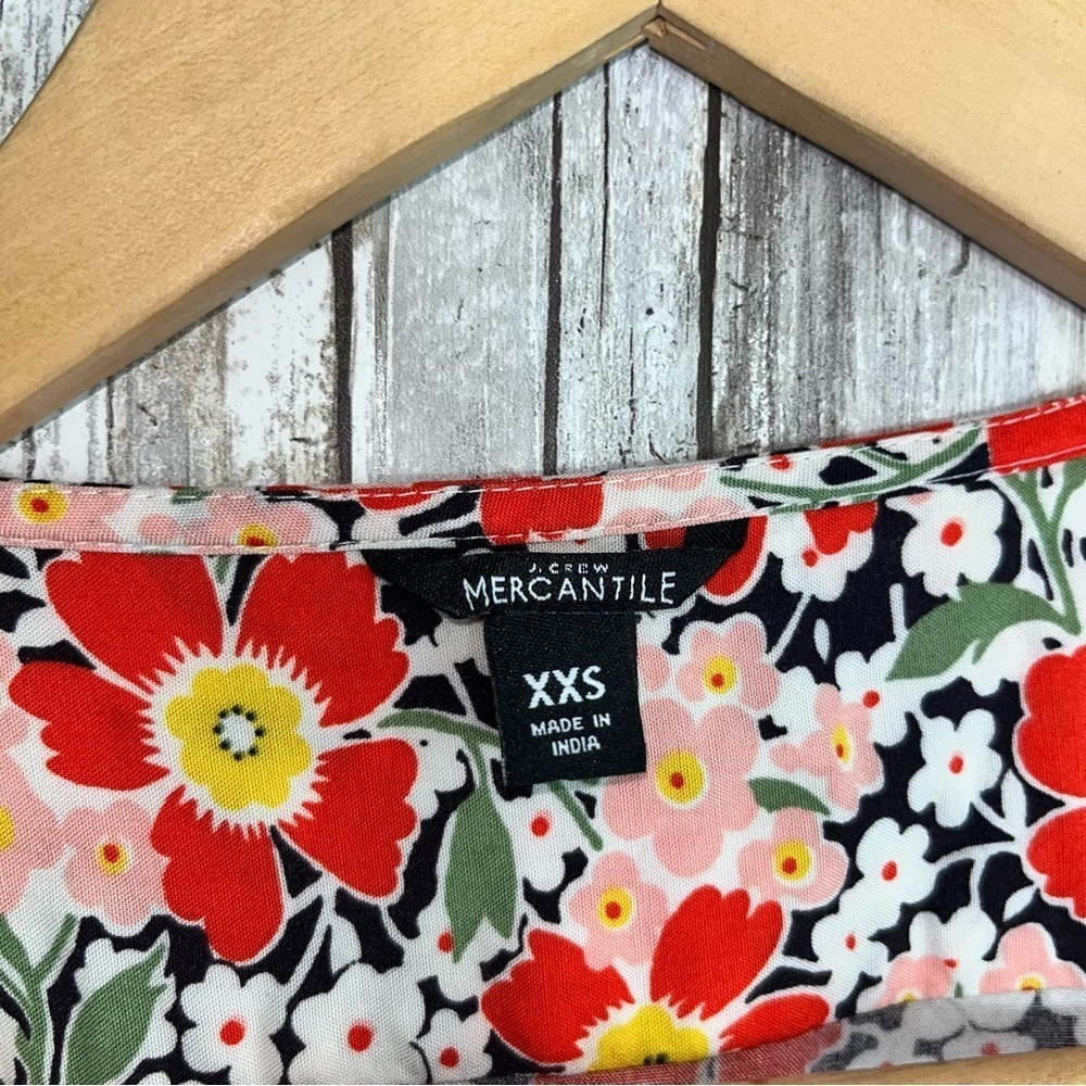 J.Crew Floral Wrap Midi Dress XXS Red Orange V Neck Summer Vacation Dress - Picture 9 of 9